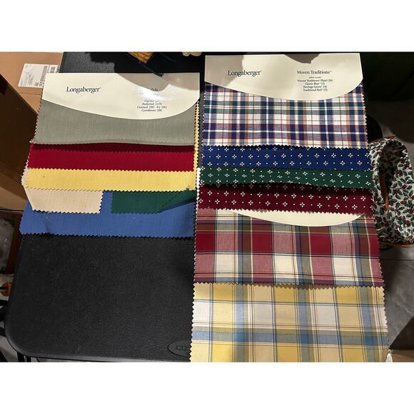 Longaberger Basket Fabric Samples lot quilting crafts‎ botanical plaid solid - Picture 2 of 2